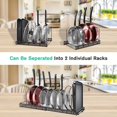 thumbnail image 2 of Expandable Pot and Pan Organizer 7-Compartment - Adjustable Customizable Design with Spacious Dividers for Pots, Pans, Cookware, and Bakeware Perfect for Cabinet, Kitchen Countertop, Pantry Storage, 2 of 8