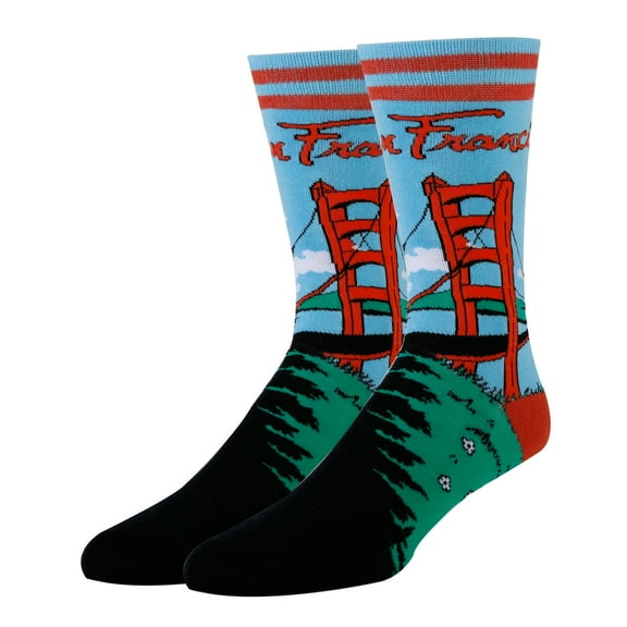 OoohYeah Men's Funny Crew Socks, Crazy Colorful Novelty Dress Socks, San Francisco