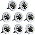thumbnail image 1 of Foco solar empotrable para exteriores, paquete de 8, 8 LED, resistente al agua, IP65, para jardín, patio, césped y camino (blanco cálido), 1 of 5