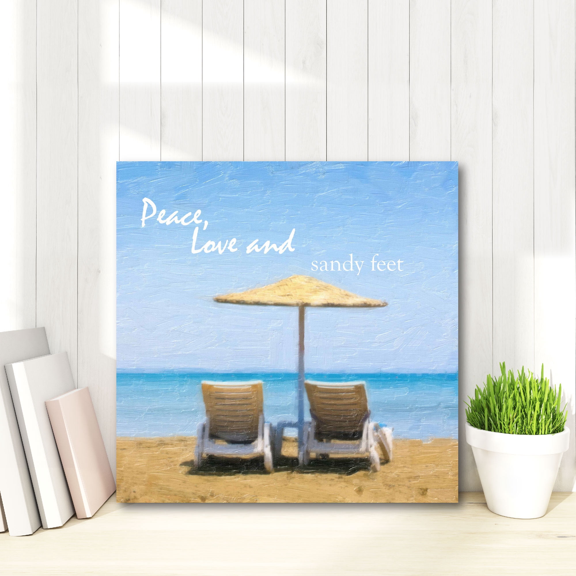 Courtside Market Peace, Love and Sandy Gallery-Wrapped Canvas Wall Art, 16x16
