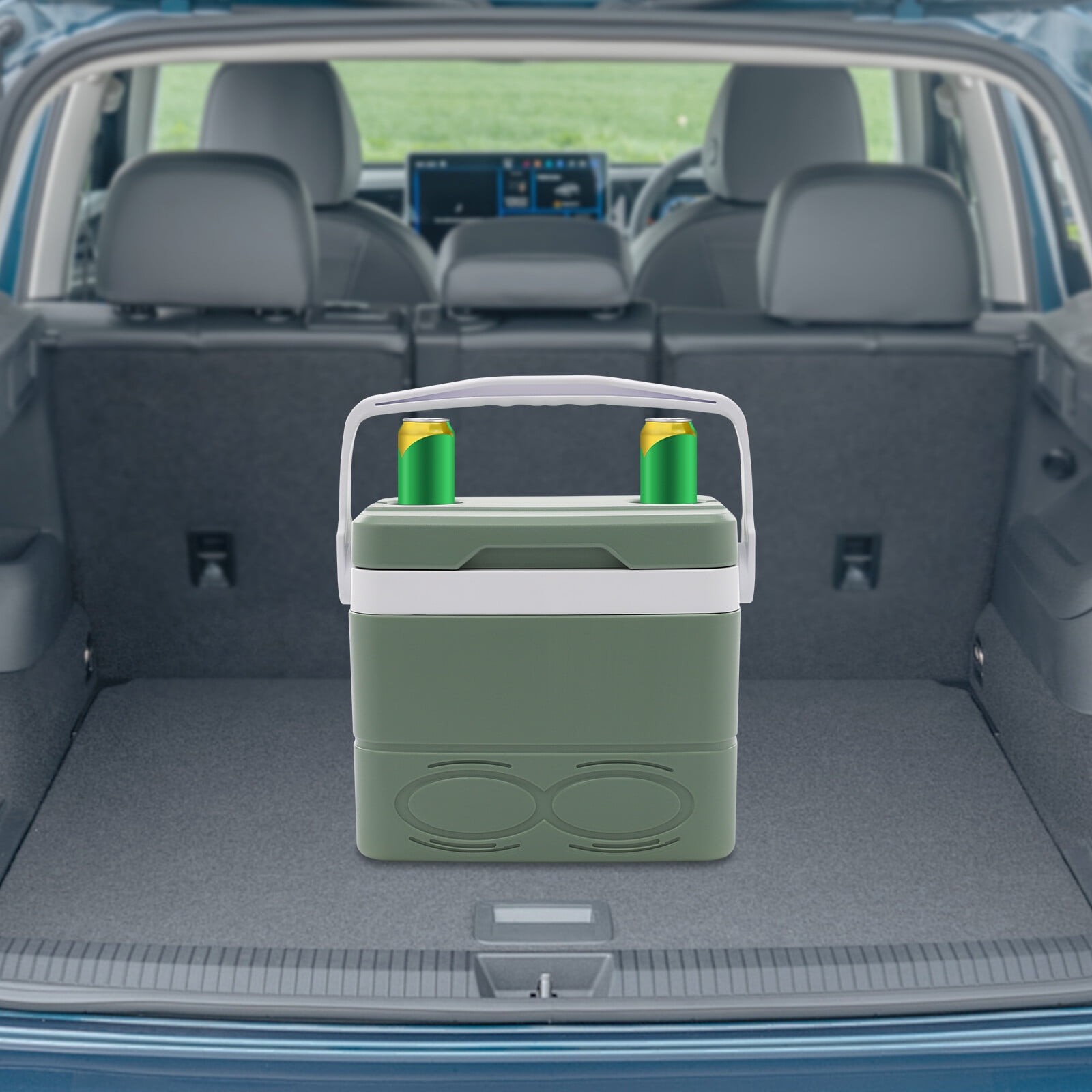 Green 8.5L/2.25Gal Camping Cooler, Insulated Portable Coole with Handle & Cup Slots, Leak-Proof Hard Cooler for BBQ, Camping, Pincnic