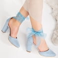 thumbnail image 2 of Gisele - Zapatos de novia azul bebé con lazo azul cielo 7.5, 2 of 8