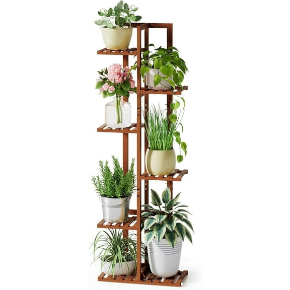 Yecaye 6-Tier Plant Stand Bamboo Wood 15.75" x 8" x 48", Dark Brown