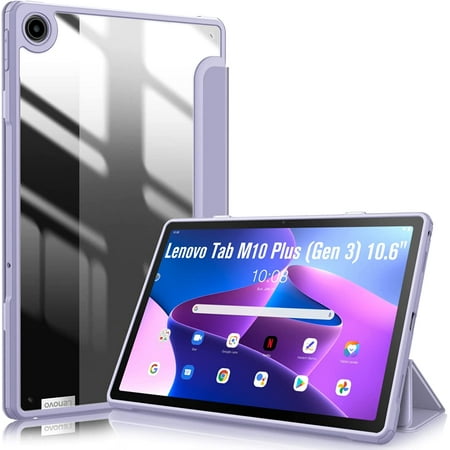 Fintie Hybrid Slim Case for Lenovo Tab M10 Plus (3rd Gen) 10.6" 2022, Shockproof Cover with Clear Transparent Back Shell for Lenovo Tab M10 Plus Gen 3 10.6" Tablet (Lilac Purple)