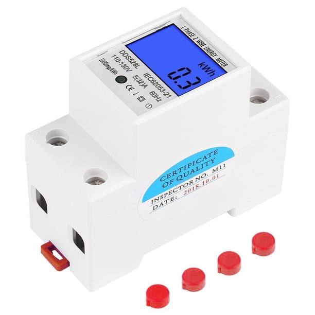 Lcd Retroiluminación Monofásico Energía Kwh Metro Montaje En Riel Din,5-32A 110-130V 60Hz seitruly TO003934-00