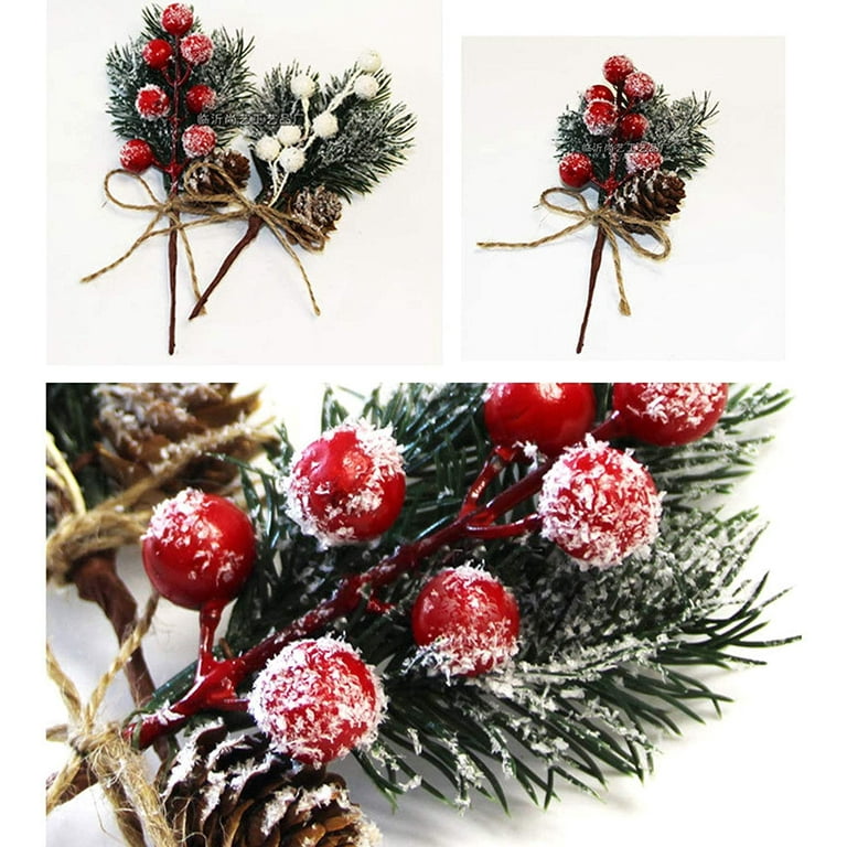 Coolmade 12 Pack Christmas Glitter Berries Stems, 7.8Inch Artificial  Christmas Picks for Christmas Tree Ornaments, DIY Xmas Wreath, Crafts,  Holiday and Home Decor 