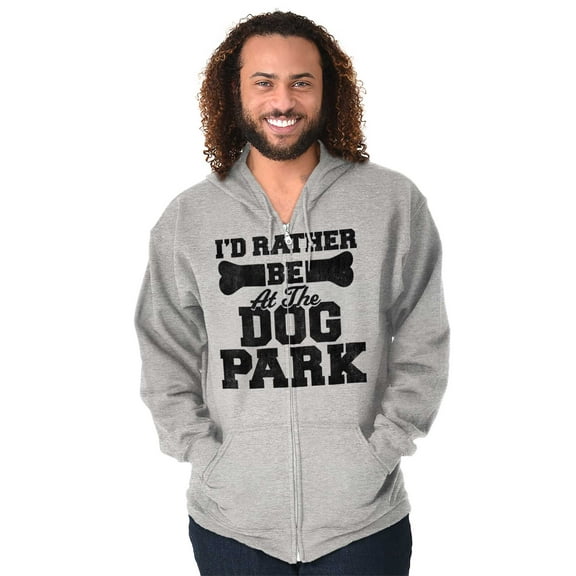 Rather Be Dog Park Pet Puppy Owner Unisex Fleece Graphic Zip Up Hoodie Brisco Brands 2X