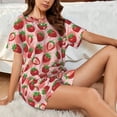 thumbnail image 6 of Bingfone Cute Strawberry Print Pajamas Sets for Women Soft Short-Sleeved Pjs with Lounge Shorts Two Piece Sleepwear, 6 of 8
