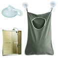 thumbnail image 2 of Saves Space Door-Hanging Laundry Hamper Bag, 2 Stainless Steel Hooks and 4 Adhesive Hooks, Oxford Fabric Large Size Storage. Extra Large-Gray, 2 of 4