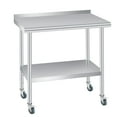 thumbnail image 2 of EDTara Stainless Steel Work Table With Wheels, 30" x 24" Commercial Prep Table With Backsplash, Adjustable Shelf, and Rounded Edges for Workshop, Kitchen, or Restaurant, 2 of 8