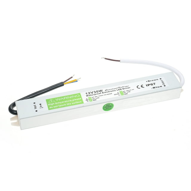 Mistaha Outdoor LED Power Supply Transformer with IP67 Waterproof Rating - 12V 30W Output for Signs, Light Boxes, and More
