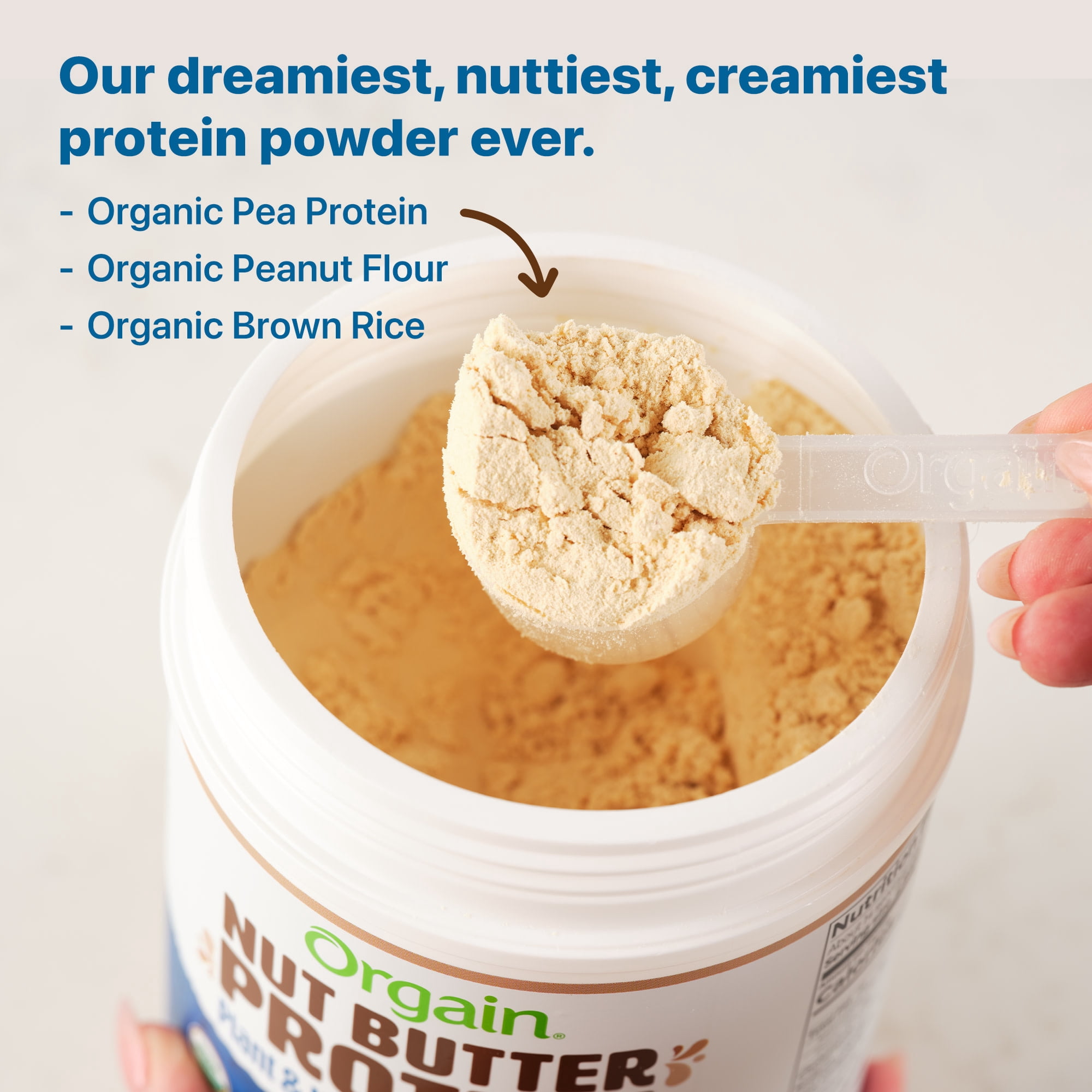 Orgain X JUSTIN’S® Organic Plant & Nut Butter 20g Vegan Protein Powder, Vanilla Almond Butter 13.28oz