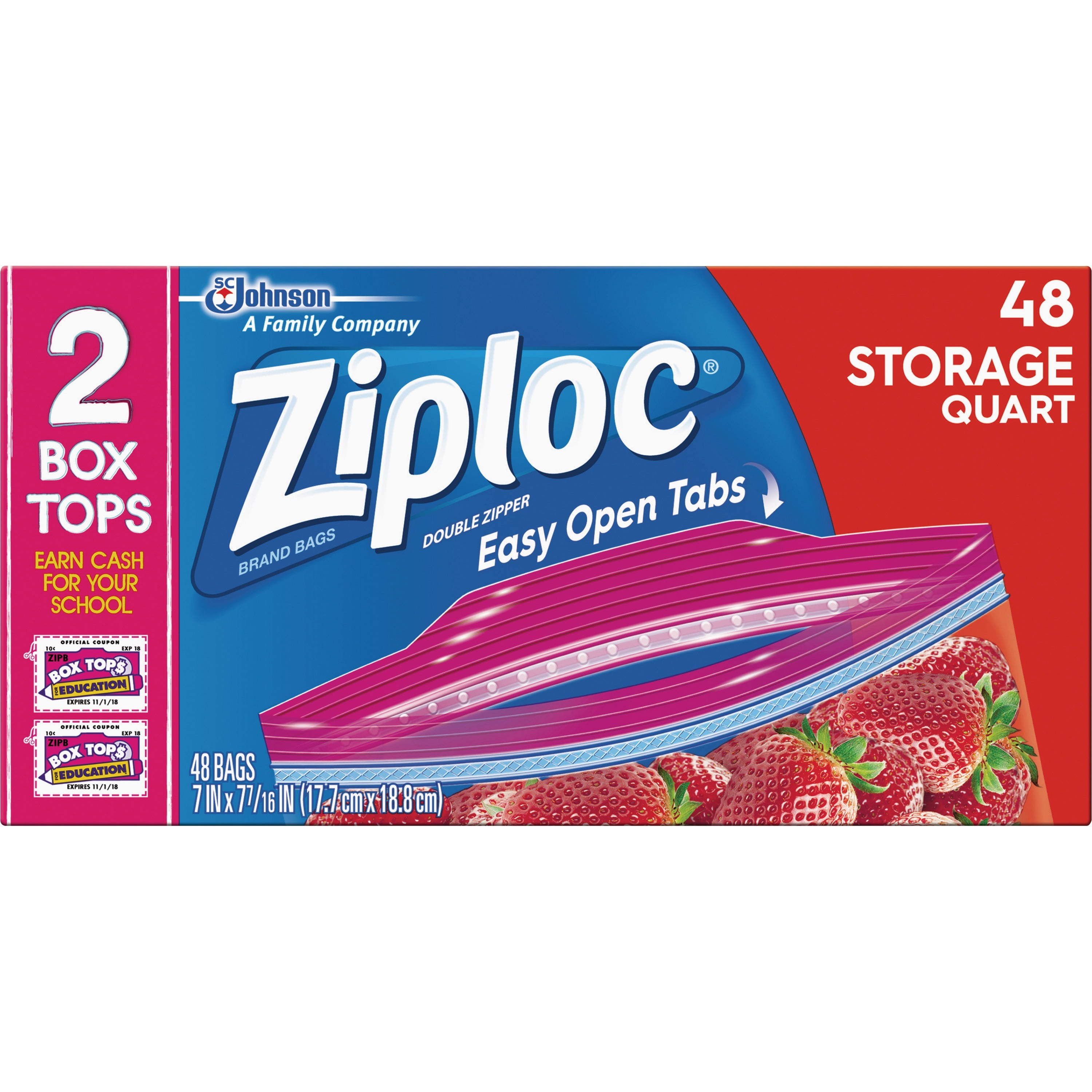 Ziploc® Brand, SJN665015CT, Double Zipper Quart Storage Bags, 432