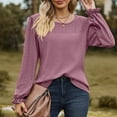 thumbnail image 4 of Timegrad Blouses for Women Scoop Neck Eyelet Ruffle Long Sleeve Tops Dressy Casual Loose Comfy Shirt, 4 of 8