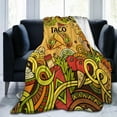 thumbnail image 2 of Taco Blanket Gifts for Kids Adults Soft Warm Lightweight Cozy Cmexican Tacos Food Throw Blankets for Bed Room Sofa Couch Decor Funny Doodle Cartoon Style Throws 50x60in, 2 of 6