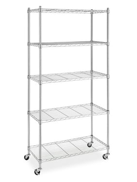 Whitmor Supreme 5-Tier Cart - Rolling Utility Organizer - Chrome - 14.25