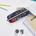 thumbnail image 6 of Pofeuu Colorful Flower Peacock Print Leather Pencil Case, Leather Pencil Pouch Large Capacity, Big Pencil Pouch with Zipper Vintage Pen Bag Fountain Pen Holder, 6 of 7