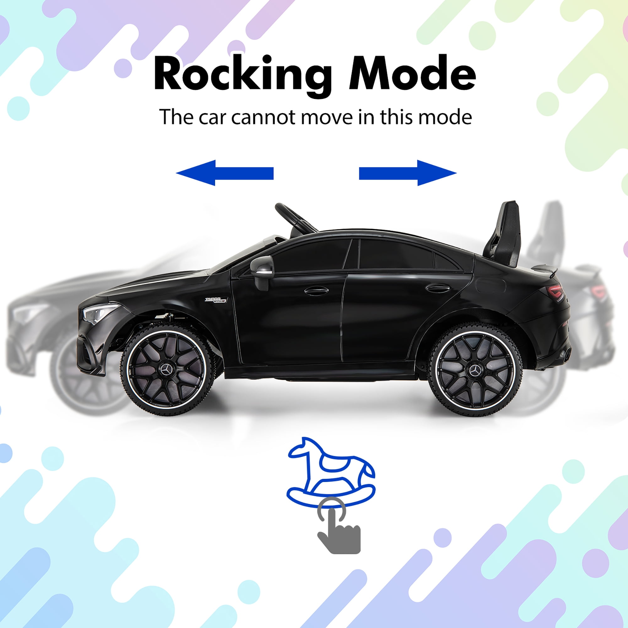 Gymax 12V Kids Ride on Car w/Remote Rocking Function Transport Wheels Lights & Music Black