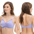 thumbnail image 4 of Curve Muse Plus Size Nursing Cotton Unlined Wirefree Bra With Lace Trim-2 PK-PINK,LAVENDER-36D, 4 of 7
