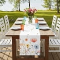 thumbnail image 4 of Spring Wildflowers 120 Inch Table Runner, Watercolor Rustic Flowers Floral Leaves Farmhouse Dresser Scarf Cotton & Linen Tablerunner for Dining/Kitchen Island/Holiday Party Décor 13" x 120", 4 of 9