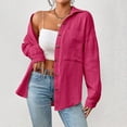 thumbnail image 4 of Blouses pour Femmes, Col à Manches Longues, Épaules Tombantes, Poche, Chemise Patchée, 4 of 5
