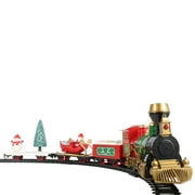 Blue Block Factory Christmas Ready to Play Classic Battery-Powered Model Train Set, 20 Pieces