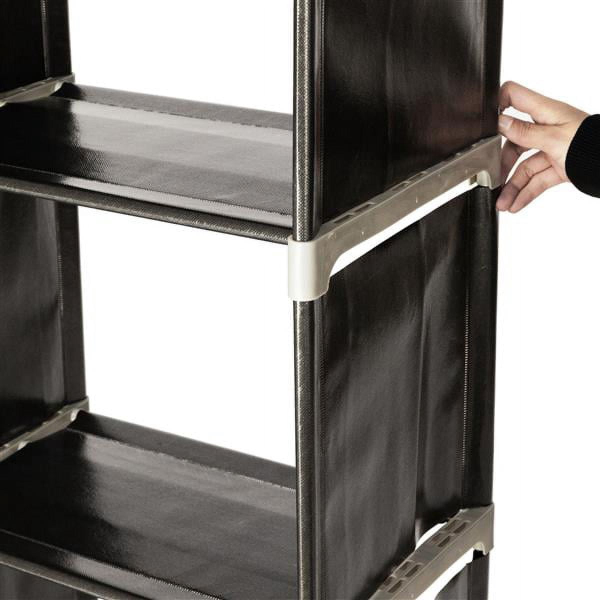Black 3-Tier 9-Cube Storage Organizer - Steel & Waterproof Fabric Shelves for Bathroom, Kitchen, Office
