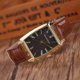 thumbnail image 3 of Reloj de pulsera con correa de cuero PU de cuarzo con esfera cuadrada de negocios de moda (correa marrón y esfera negra), 3 of 4