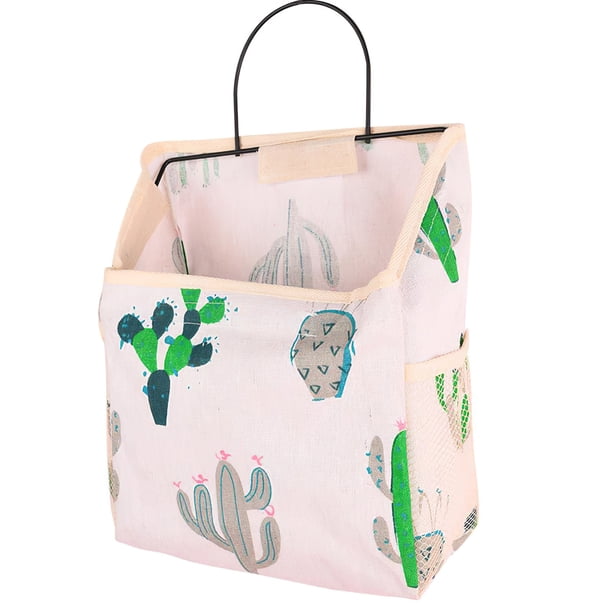 Bolsa De Almacenamiento Impermeable De Gran Capacidad Bolsa De Almacenamiento Montada En La Pared Organizador De Guardarropa Colgante Contenedor De Almacenamiento De Lino De Algodón Con Patrón Lindo sonducket HA026946-02