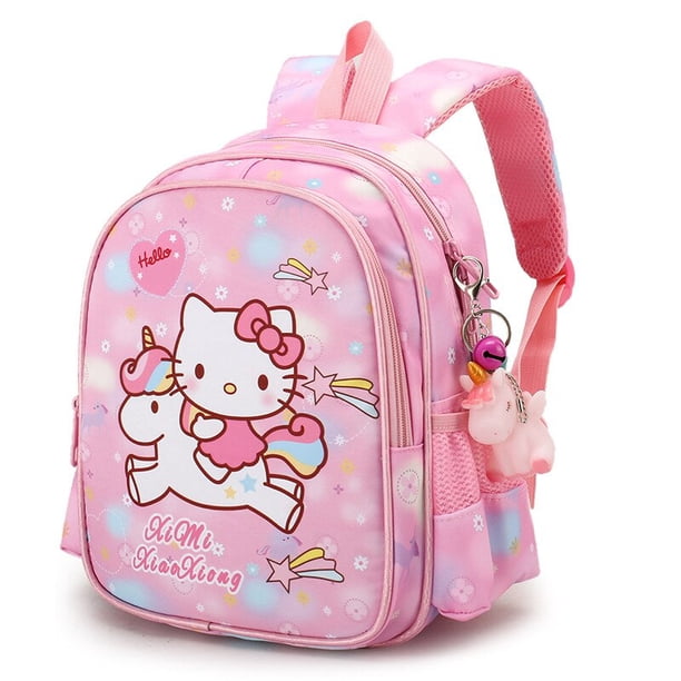 Mochila escolar de dibujos animados de Hello Kitty para niños, estudiantes de escuela primaria, mochilas de grado 1-3, guardería, bolsa de clase grande para niños y niñas qym unisex