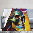 thumbnail image 2 of Super Soft Anti-Pilling Flannel Bed Blankets, Fantasy Rainbow Skull Cozy Fluffy Warm All Seasons Throw Blanket for Sofa Bedding, 60"x50", 2 of 8