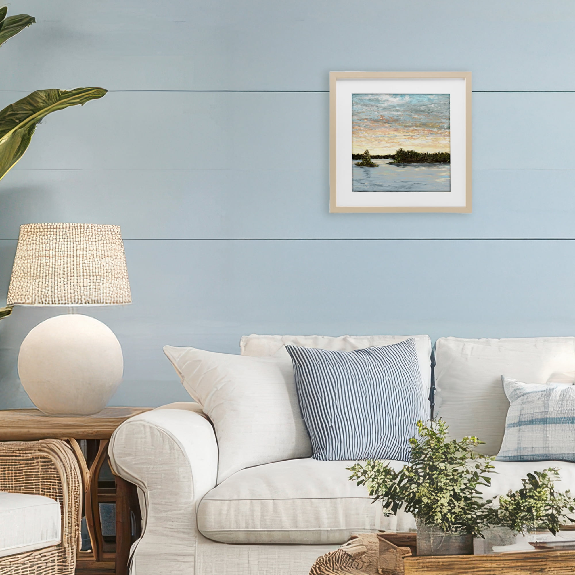 Stupell Industries Lake Shore at Sundown Birch Framed Print Under Glass, design by Julie DeRice