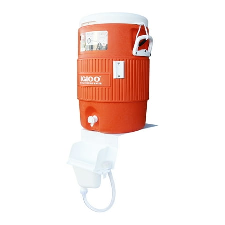 Igloo 5-Gallon Heavy-Duty Beverage Cooler, Orange & Ulitimate Drip Catcher Set - White - Catch all Your Drips, Seeps, Leaks, and Accidental