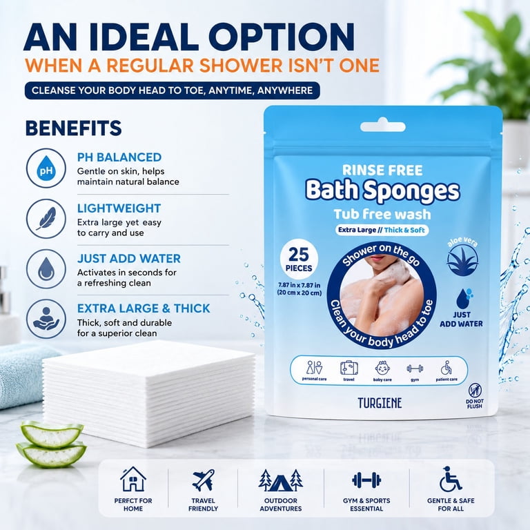 Turgiene Rinse-Free Disposable Bath Sponges, 100-Count photo 5
