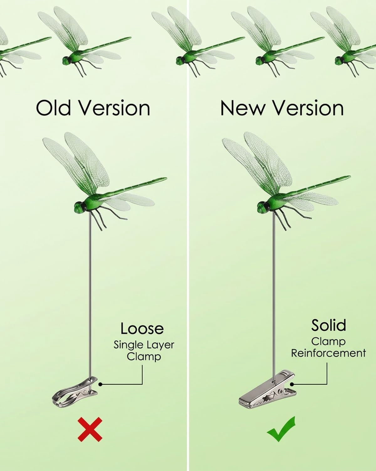 Dragon Fly Clips for Bugs Repellent, Fake Dragonflies Outdoor Decor, Dragonfly Wasp Deterrent Clip on Garden Ornaments Hat Yard Art Metal Moving Butterfly
