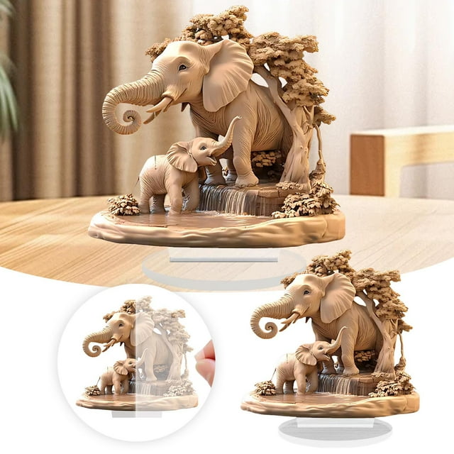 BKER Adorable 2D Elephant Acrylic Decoration Tabletop & Garden Ornament