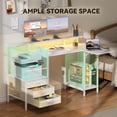 thumbnail image 6 of HLDIRECT 55 inch Gaming Desk with Power Outlets & LED Lights, Computer Desk with 3 drawers & Storage Shelves, Gaming Table with Monitor Stand and Foldable Tabletop, 6 of 8
