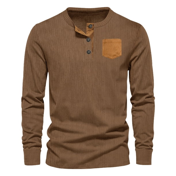 pstuiky hombres de manga larga, Blusa informal de manga larga con cuello redondo y cremallera para hombre, de invierno, a la moda tops de invierno para hombre xxl