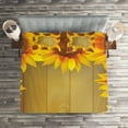 thumbnail image 2 of Ambesonne Sunflower Quilted Coverlet 3 Pcs, Flower Frame Circle, King Size, Brown Orange, 2 of 2