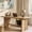 Oak, variant on WAMPAT 67 Inch Home Office Writing Desk, Solid Wood Veneer Top, Stable Wooden Computer Desk with Black Bow Accent, Easy Assembly Workstation for Study & Bedroom