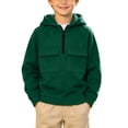 thumbnail image 2 of BLVB Hoodies for Boys Quarter Zip Pullover Teen Fleece Hooded Sweatshirt Fashion Hoodie Kids Fall Winter Clothes(Green,14-15 Years), 2 of 9
