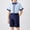 #0004-Blue, variant on Ceisia Boys Emblem School Uniform Outfit Short Sleeve Shirt Tie and Elastic Waist Dress Shorts White 14 Years/15 Years Gift