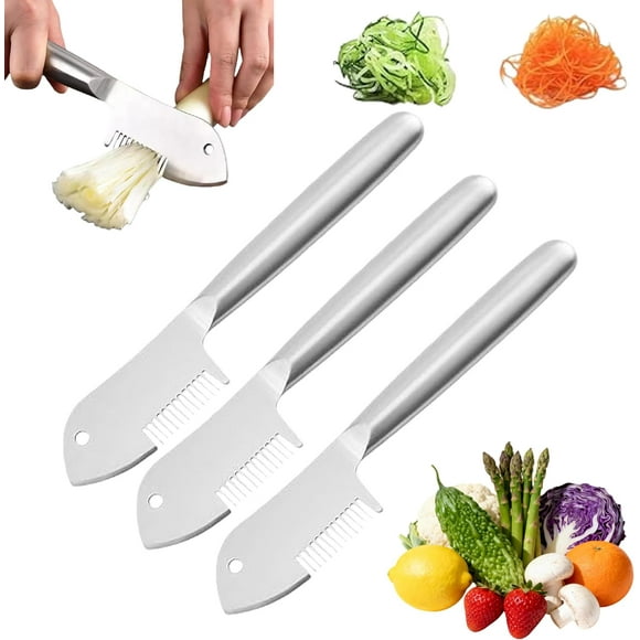 Stainless Steel Multi-Purpose Julienne Peeler, Precision Julienne Blade, Vegetable Julienne Slicer Quick & Easy Kitchen Shredder Tool for Fruit, Potatoes, Carrot (3pcs)