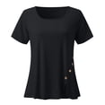thumbnail image 4 of Only Moment Casual Top Polyurethane fiber Square Collar Women's Short Sleeve Tops 2026 Beach Vacation Clothes Black,L, 4 of 5