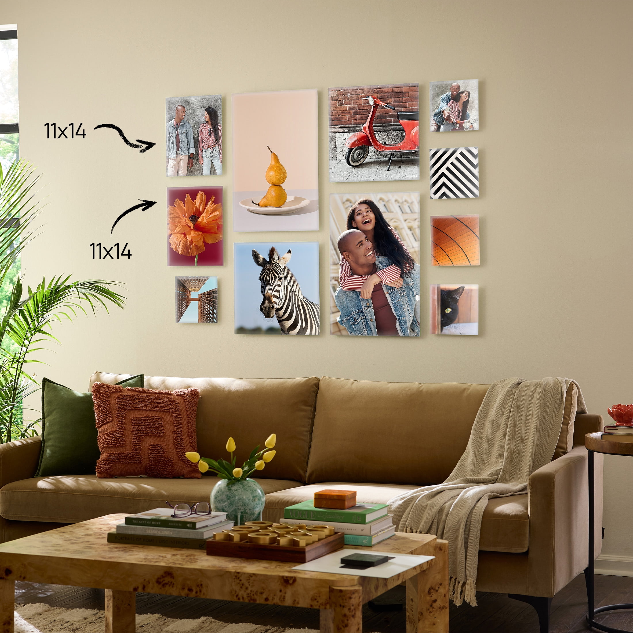 TilePix Glass Premium 11x14 Glass Picture Tile - Customizable Magnetic Photo Tile Picture Frame, Nail-Free Hanging Photo Tile