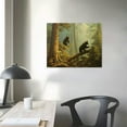 thumbnail image 3 of COMIO Black Bear Wall Art Prints Framed Canvas Retro Morning in a Pine Forest Famous Painting Wall Art Realism Vintage Living Room Decor, 3 of 4