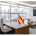 thumbnail image 3 of shiyou-Spain Desk Small Flag Set,5×23 Inch Spanish Mini Desktop table Banner,27" Metal Solid Pole Decor,Tiny Digital Printed Polyester Banner With Golden Base, 3 of 4