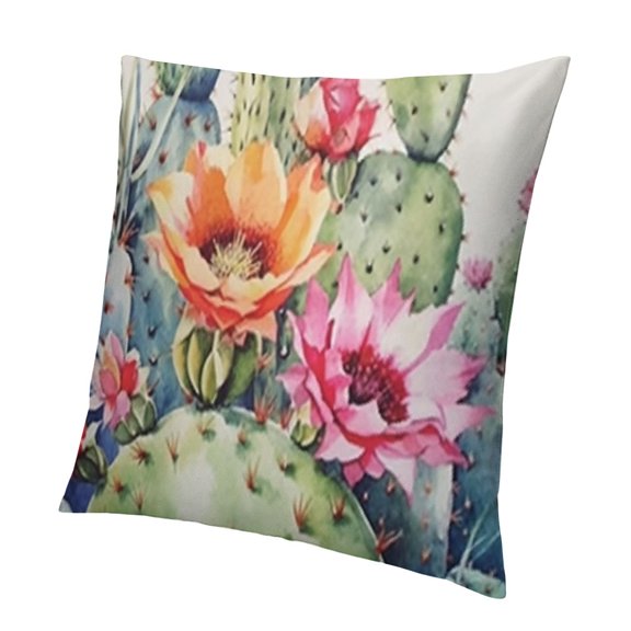 Cactus, Tropical Cactus Floral Rose Decorative Throw Pillowcase Cushion Cover Pillows Covers for Sofa Bedroom Car Living Room, Green Pink