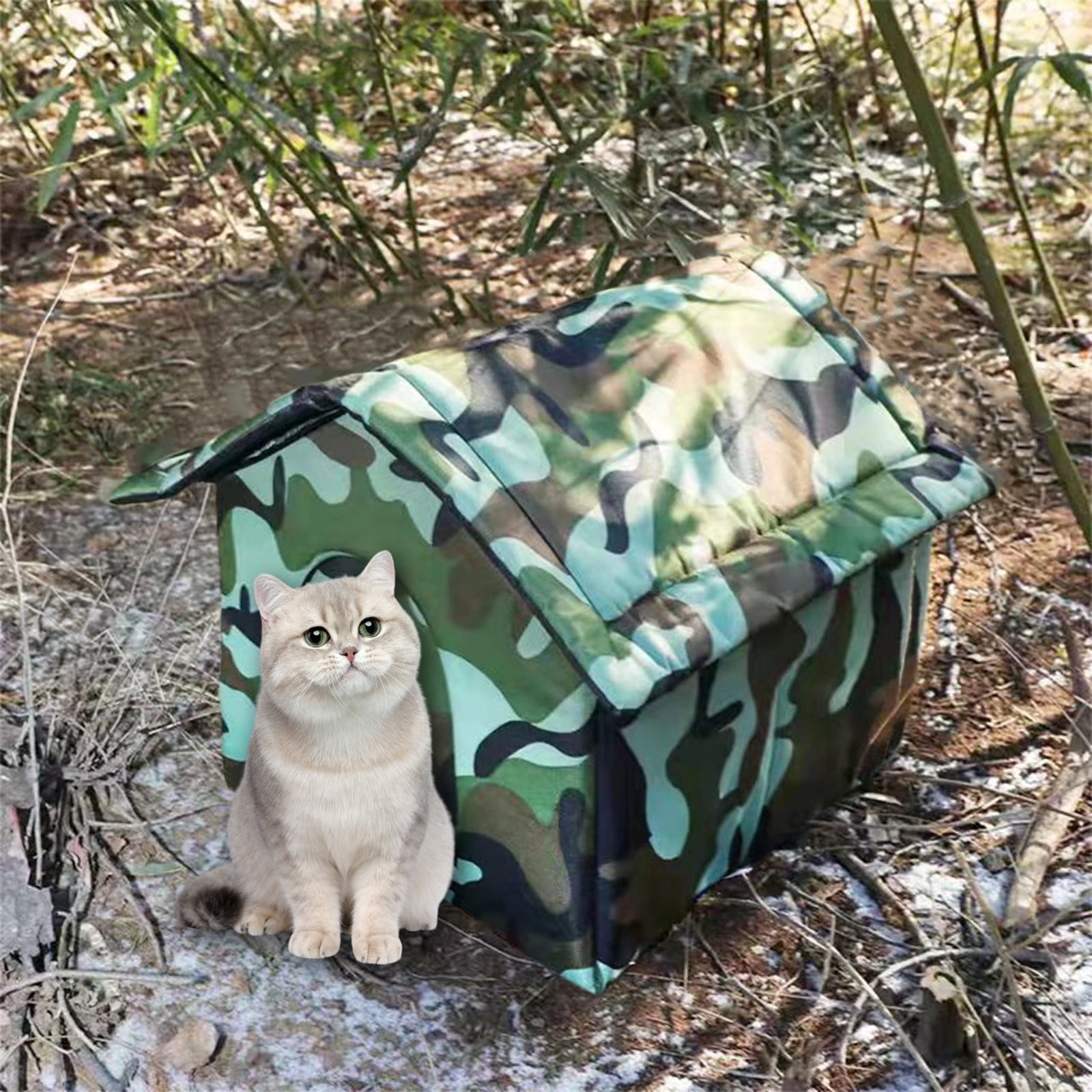 YATLTE Cat Houses for Outdoor Cats, with Waterproof Canvas Roof, Thickened Cold-Proof Nest Kitty Shelter, Cat Dog Tent Cabin for Small Pet Indoor Outdo, Stray Cats Shelter