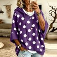 thumbnail image 2 of Domzest Womens Oversized Hooded Knit Sweater V Neck 3/4 Sleeve Drawstring Hoodies 2026 Fall Casual Lightweight Pullover Sweater Plus Size Dark Purple XL, 2 of 7